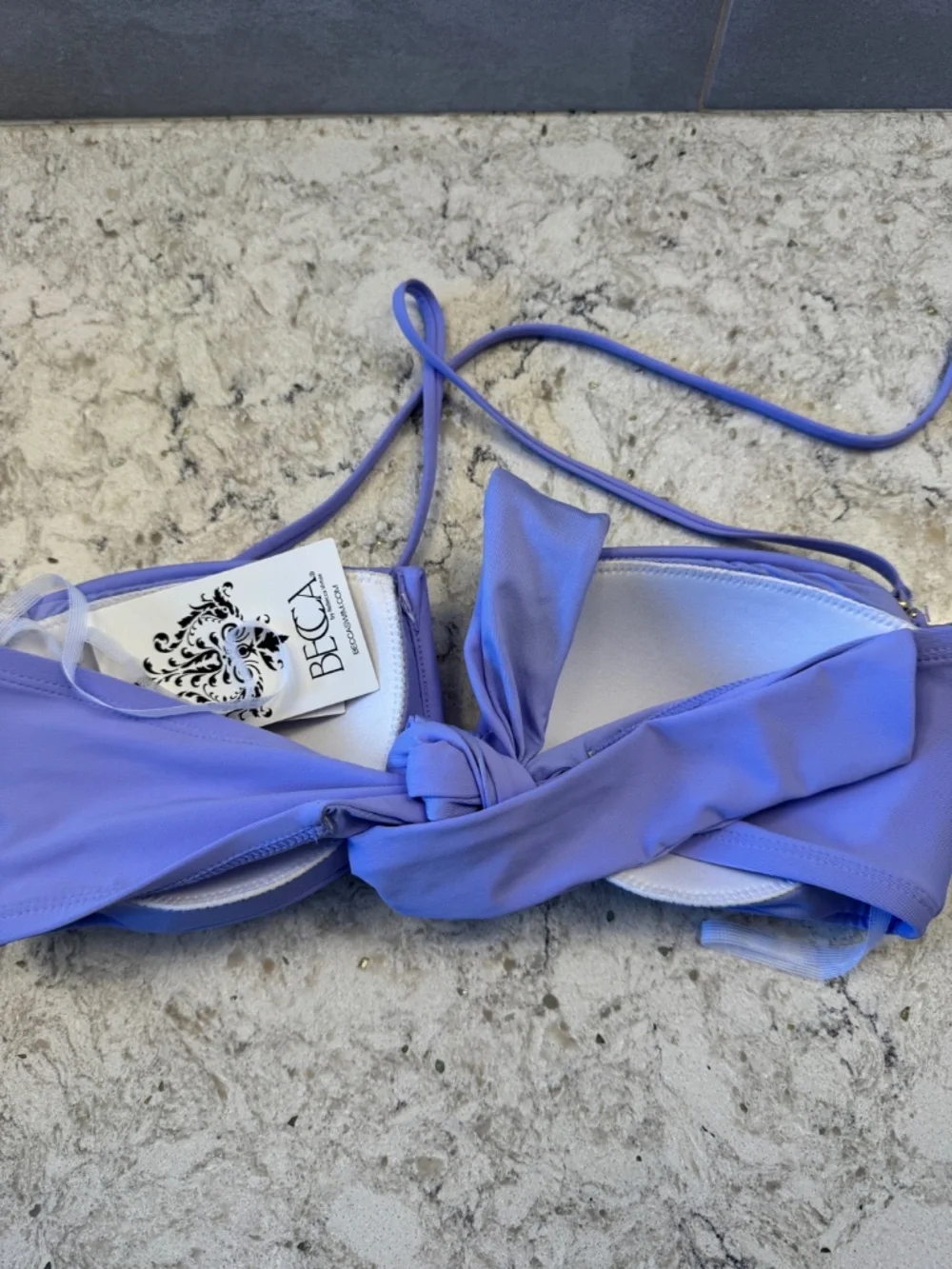 Becca Lavender Swimwear set butterfly top with high waisted bikini bottoms Large